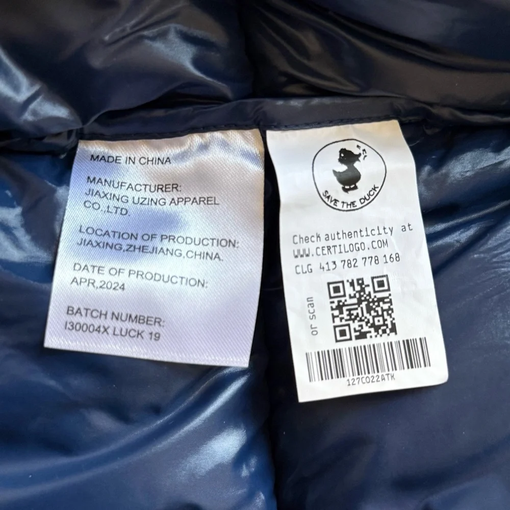 Save The Duck Baby Unisex Navy Jody Hooded Front-Zip Puffer Jacket - Size 9-12M